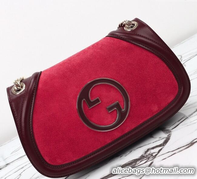 Hot Style Gucci Blondie Suede Small Shoulder Bag 815715 Burgundy/Red 2024