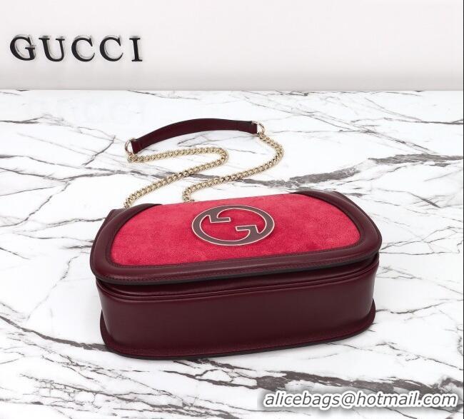 Hot Style Gucci Blondie Suede Small Shoulder Bag 815715 Burgundy/Red 2024