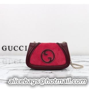 Spot Bulk Gucci Blondie Mini Shoulder Bag in Suede 815711 Burgundy/Red 2024