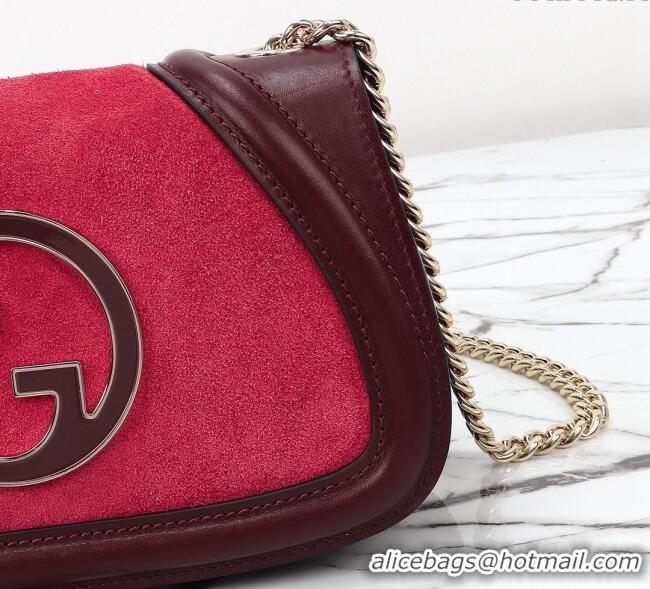 Spot Bulk Gucci Blondie Mini Shoulder Bag in Suede 815711 Burgundy/Red 2024