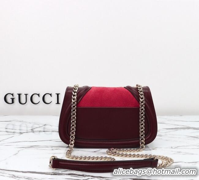 Spot Bulk Gucci Blondie Mini Shoulder Bag in Suede 815711 Burgundy/Red 2024