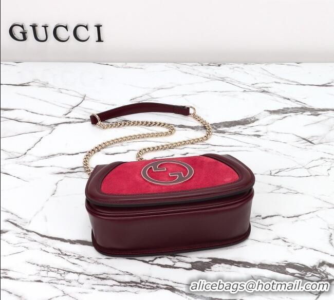 Spot Bulk Gucci Blondie Mini Shoulder Bag in Suede 815711 Burgundy/Red 2024