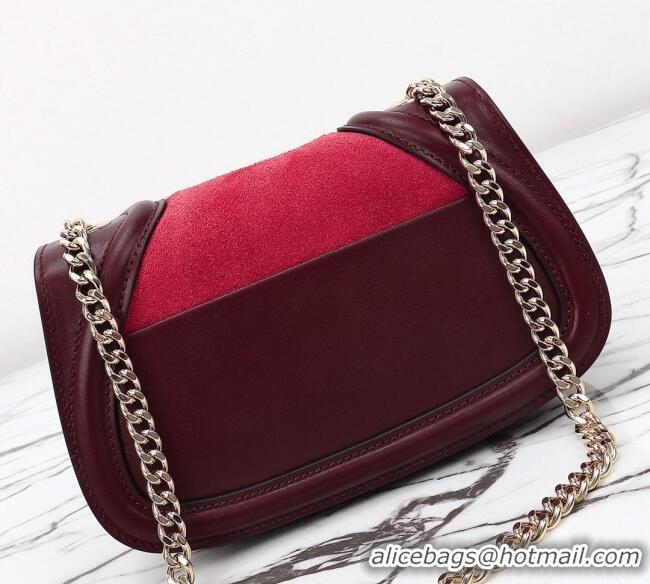 Spot Bulk Gucci Blondie Mini Shoulder Bag in Suede 815711 Burgundy/Red 2024