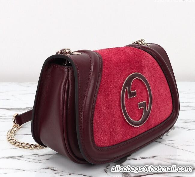 Spot Bulk Gucci Blondie Mini Shoulder Bag in Suede 815711 Burgundy/Red 2024