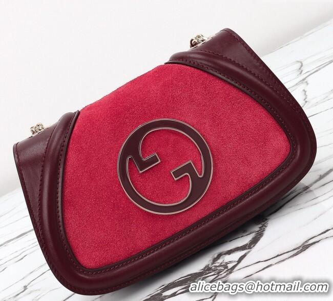 Spot Bulk Gucci Blondie Mini Shoulder Bag in Suede 815711 Burgundy/Red 2024
