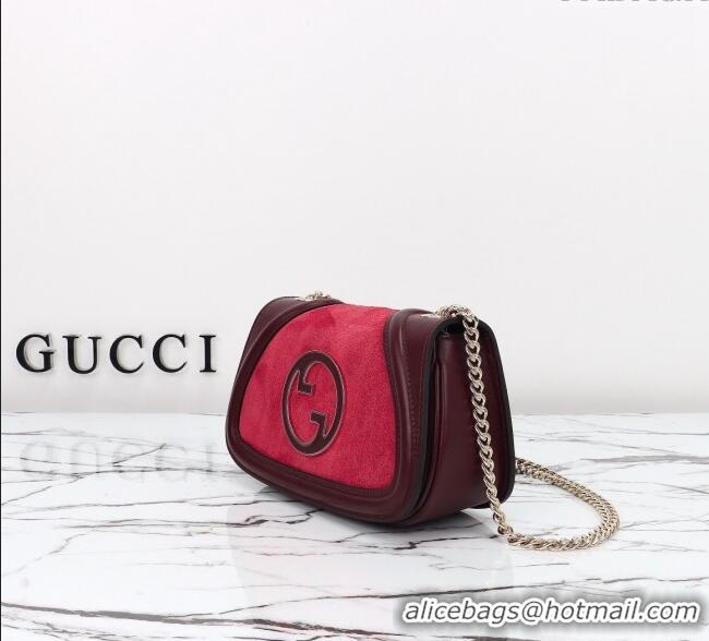 Spot Bulk Gucci Blondie Mini Shoulder Bag in Suede 815711 Burgundy/Red 2024