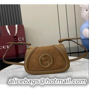Modern Classic Gucci Blondie Small Shoulder bag in Suede 815700 Light Brown 2024