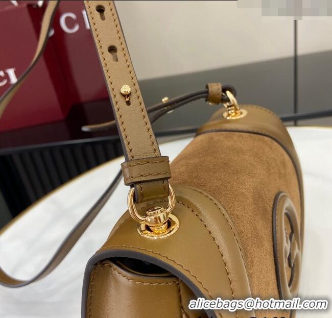 Modern Classic Gucci Blondie Small Shoulder bag in Suede 815700 Light Brown 2024