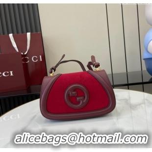 Original Cheap Gucci Blondie Small Shoulder bag in Suede 815700 Red/Burgundy 2024
