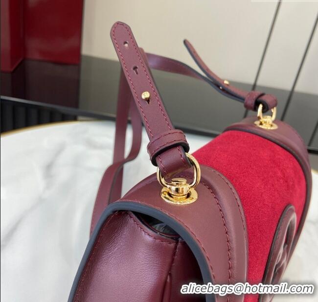 Original Cheap Gucci Blondie Small Shoulder bag in Suede 815700 Red/Burgundy 2024