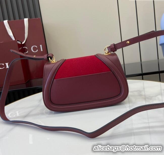 Original Cheap Gucci Blondie Small Shoulder bag in Suede 815700 Red/Burgundy 2024