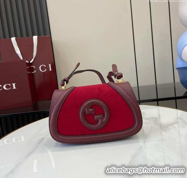 Original Cheap Gucci Blondie Small Shoulder bag in Suede 815700 Red/Burgundy 2024