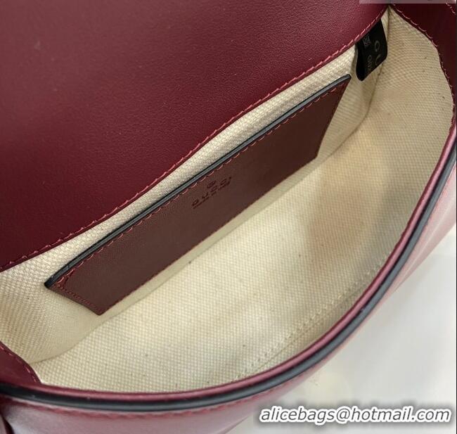 Original Cheap Gucci Blondie Small Shoulder bag in Suede 815700 Red/Burgundy 2024