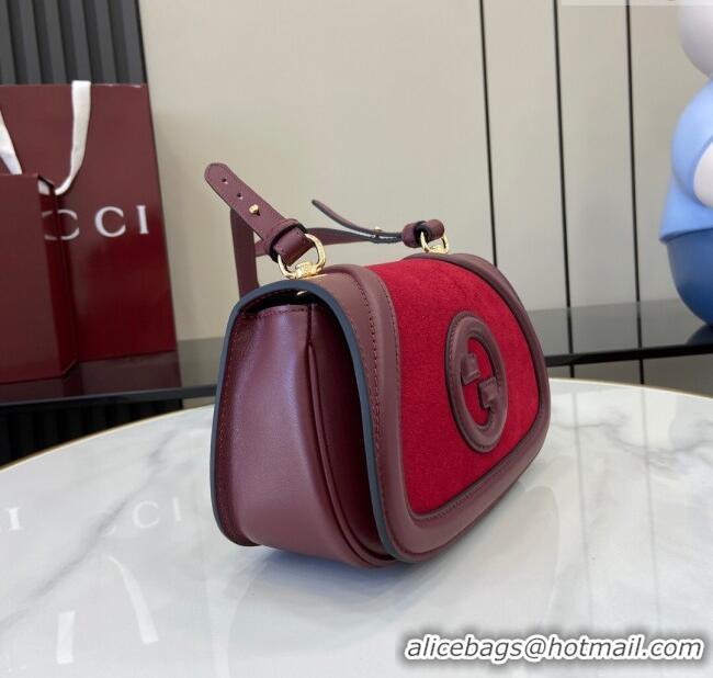 Original Cheap Gucci Blondie Small Shoulder bag in Suede 815700 Red/Burgundy 2024