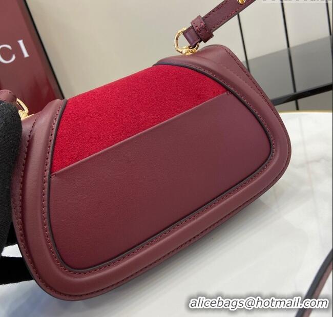 Original Cheap Gucci Blondie Small Shoulder bag in Suede 815700 Red/Burgundy 2024
