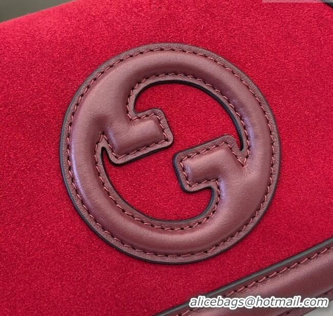 Original Cheap Gucci Blondie Small Shoulder bag in Suede 815700 Red/Burgundy 2024