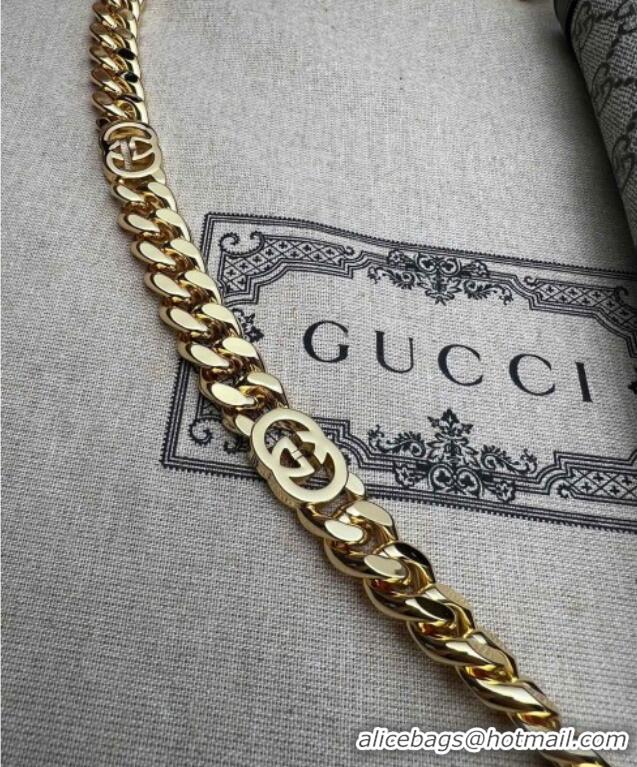 Best Price Gucci Blondie GG Canvas Shoulder Bag with Interlocking G 699268 Brown 2024