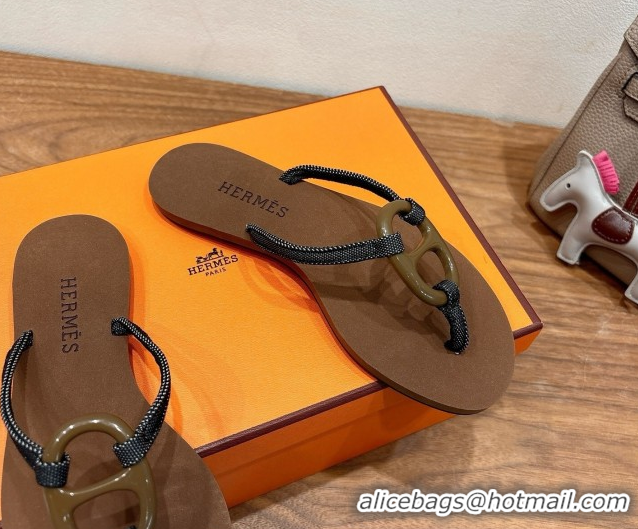 Buy New Cheap Hermes Chaine d'Ancre Flat Thong Slides Sandal Brown 2025 H070801