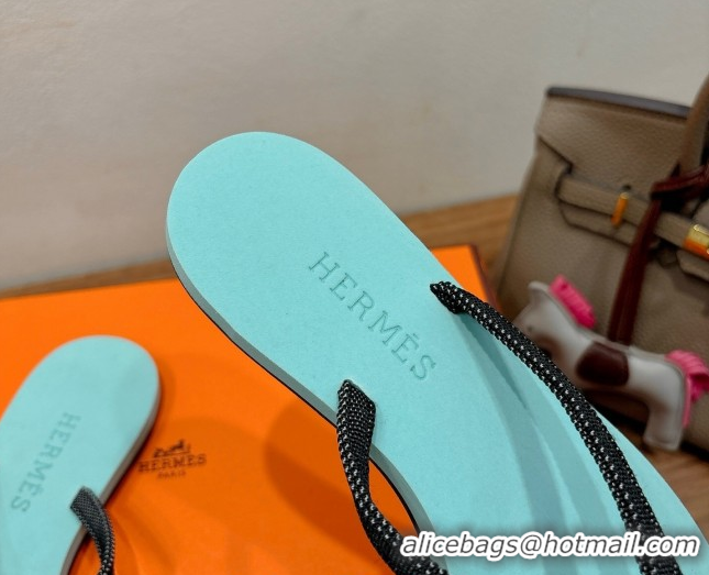 Perfect Hermes Chaine d'Ancre Flat Thong Slides Sandal Light Blue 2025 H070801