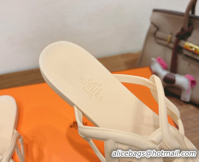 Grade Hermes Chaine d'Ancre Rubber Flat Thong Slides Sandal Beige 2025 H070802