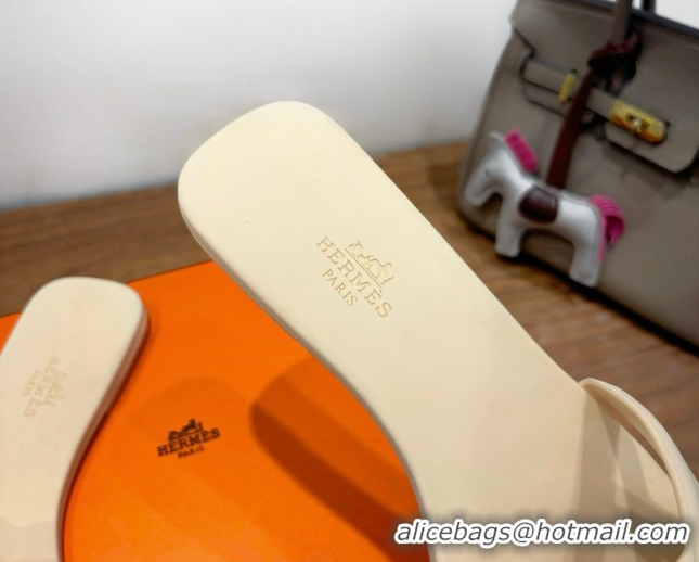 Good Product Hermes Chaine d'Ancre Rubber Flat Thong Slides Sandal Beige 2025 H070803