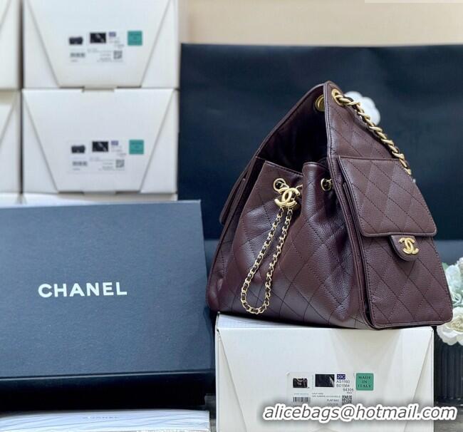 Buy Discount Chanel 25 Small Handbag in Grained Calfskin AS5293 Dark Coffee 2025 Top Quality
