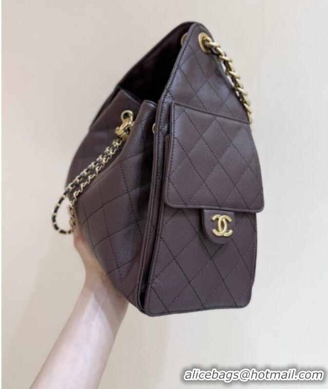 Buy Discount Chanel 25 Small Handbag in Grained Calfskin AS5293 Dark Coffee 2025 Top Quality