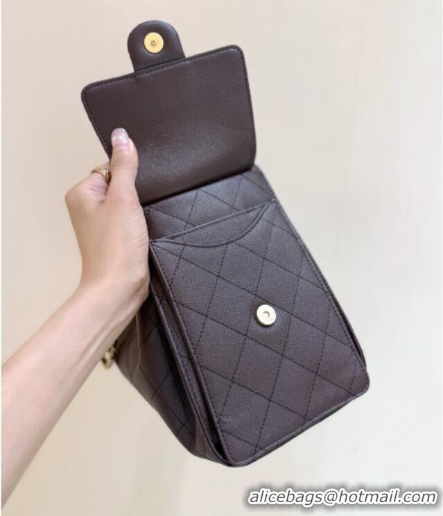 Buy Discount Chanel 25 Small Handbag in Grained Calfskin AS5293 Dark Coffee 2025 Top Quality