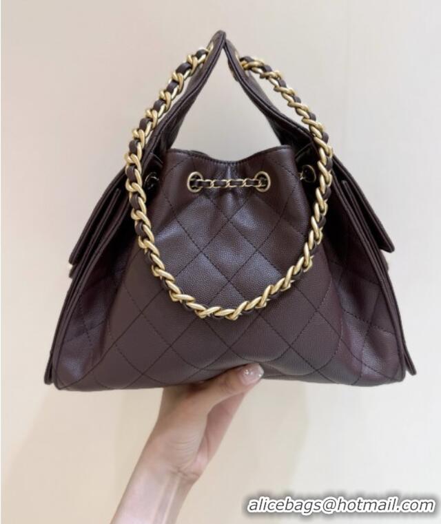 Buy Discount Chanel 25 Small Handbag in Grained Calfskin AS5293 Dark Coffee 2025 Top Quality