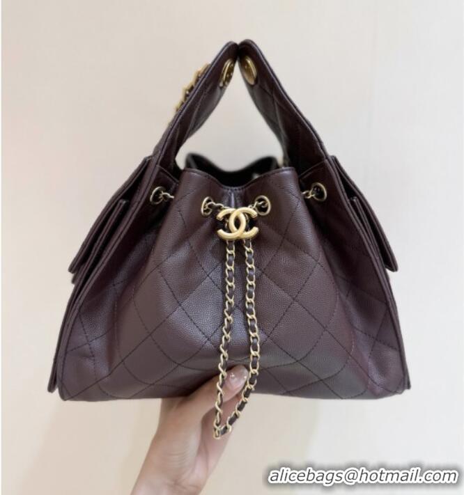 Buy Discount Chanel 25 Small Handbag in Grained Calfskin AS5293 Dark Coffee 2025 Top Quality