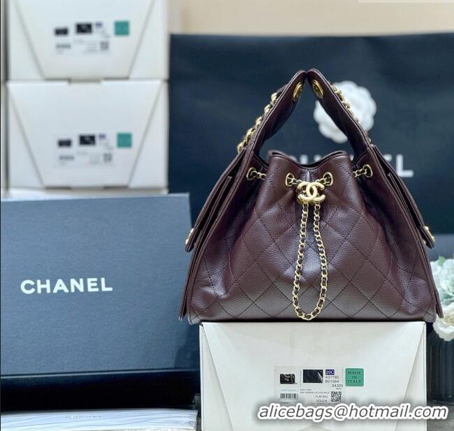 Buy Discount Chanel 25 Small Handbag in Grained Calfskin AS5293 Dark Coffee 2025 Top Quality