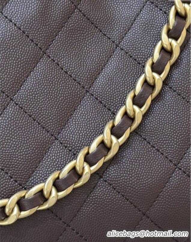 Buy Discount Chanel 25 Small Handbag in Grained Calfskin AS5293 Dark Coffee 2025 Top Quality