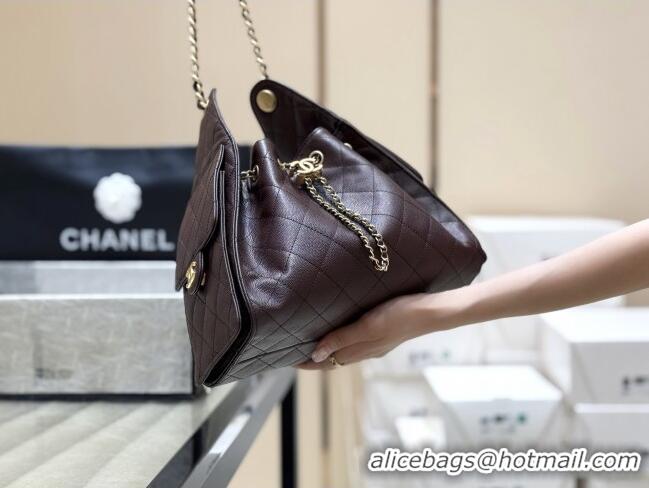 Buy Discount Chanel 25 Small Handbag in Grained Calfskin AS5293 Dark Coffee 2025 Top Quality