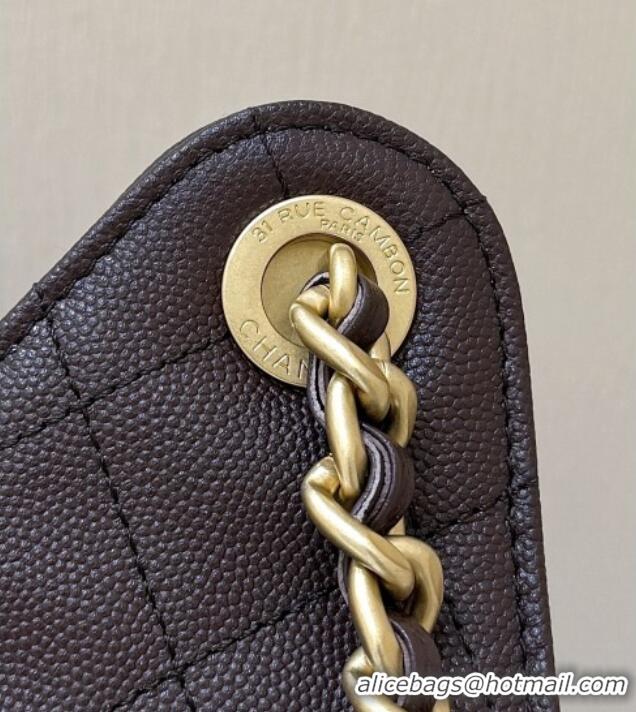 Buy Discount Chanel 25 Small Handbag in Grained Calfskin AS5293 Dark Coffee 2025 Top Quality