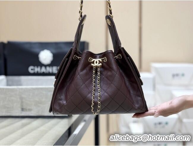 Buy Discount Chanel 25 Small Handbag in Grained Calfskin AS5293 Dark Coffee 2025 Top Quality