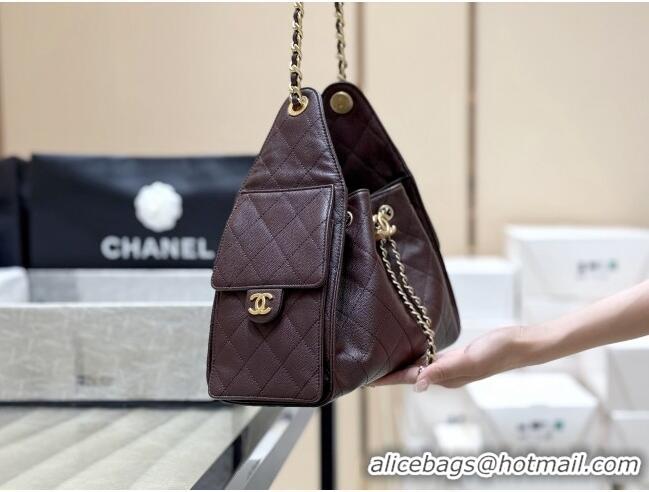 Buy Discount Chanel 25 Small Handbag in Grained Calfskin AS5293 Dark Coffee 2025 Top Quality