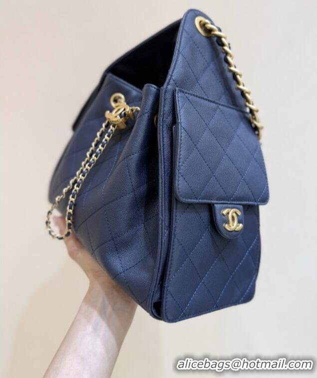 Grade Design Chanel 25 Small Handbag in Grained Calfskin AS5293 Deep Blue 2025 Top Quality
