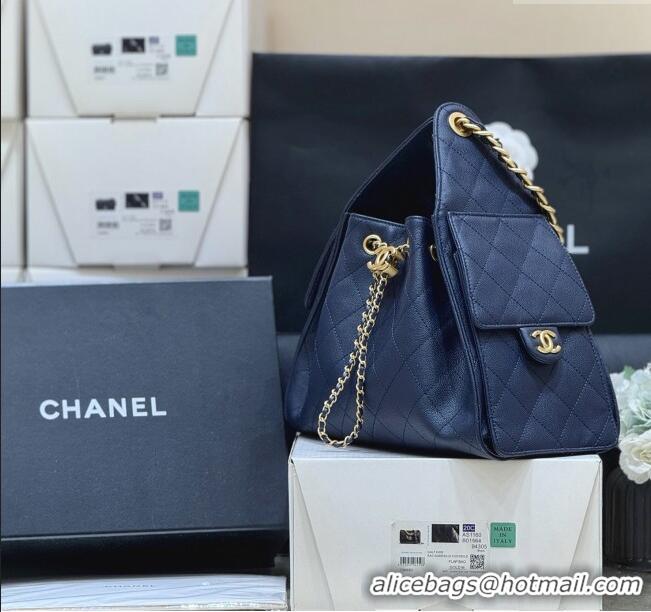 Grade Design Chanel 25 Small Handbag in Grained Calfskin AS5293 Deep Blue 2025 Top Quality
