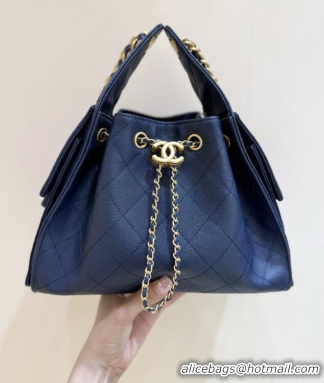 Grade Design Chanel 25 Small Handbag in Grained Calfskin AS5293 Deep Blue 2025 Top Quality