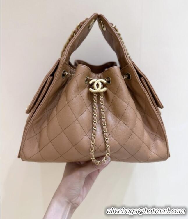 Promotional Chanel 25 Small Handbag in Grained Calfskin AS5293 Caramel 2025 Top Quality