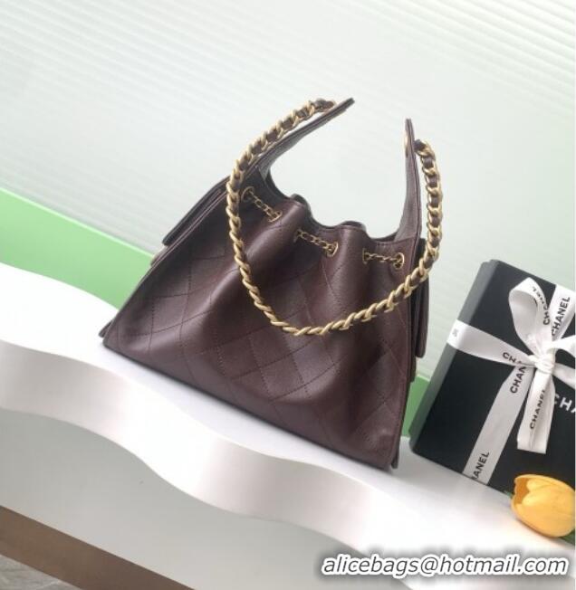 Shop Discount Chanel 25 Small Handbag in Grained Calfskin AS5293 Dark Coffee 2025
