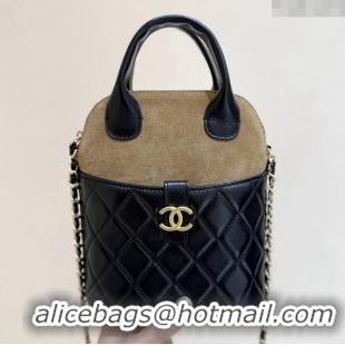Well Crafted Chanel Suede & Lambskin Clutch with Chain AP4742 Black/Brown 2025 Top Quality