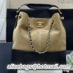 Trendy Design Chanel Suede Calfskin & Shiny Lambskin Shopping Bag AS5636 Black/Brown 2025 Top Quality