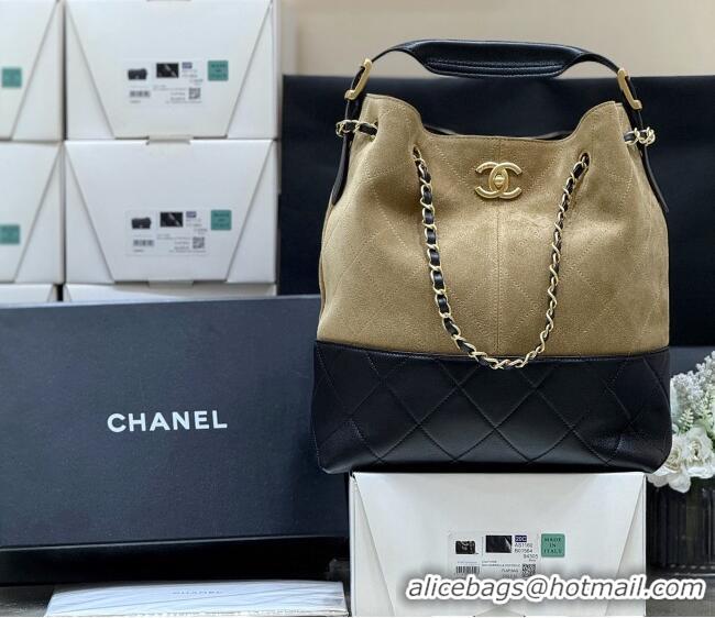 Trendy Design Chanel Suede Calfskin & Shiny Lambskin Shopping Bag AS5636 Black/Brown 2025 Top Quality
