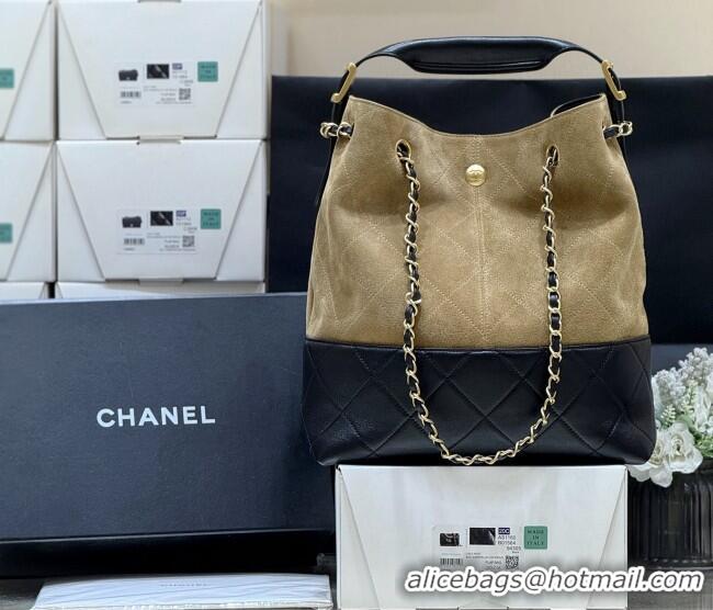 Trendy Design Chanel Suede Calfskin & Shiny Lambskin Shopping Bag AS5636 Black/Brown 2025 Top Quality