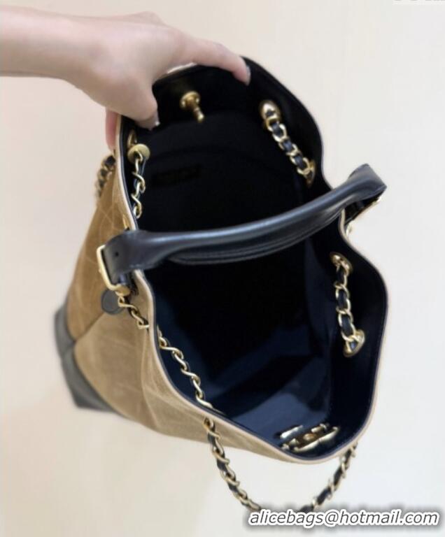 Trendy Design Chanel Suede Calfskin & Shiny Lambskin Shopping Bag AS5636 Black/Brown 2025 Top Quality