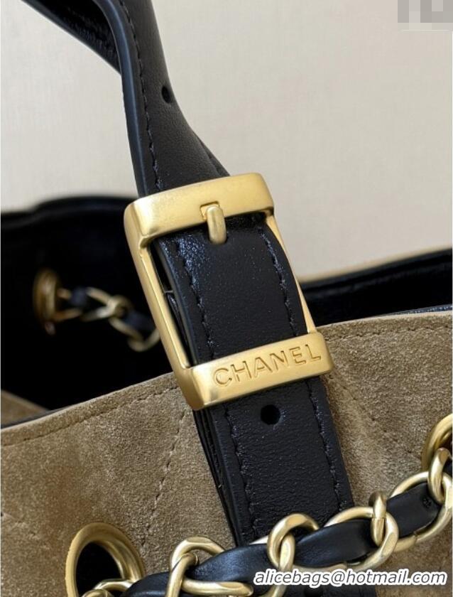 Trendy Design Chanel Suede Calfskin & Shiny Lambskin Shopping Bag AS5636 Black/Brown 2025 Top Quality