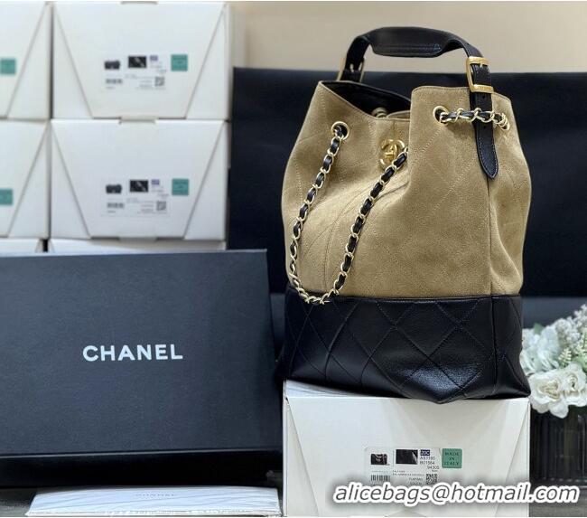 Trendy Design Chanel Suede Calfskin & Shiny Lambskin Shopping Bag AS5636 Black/Brown 2025 Top Quality