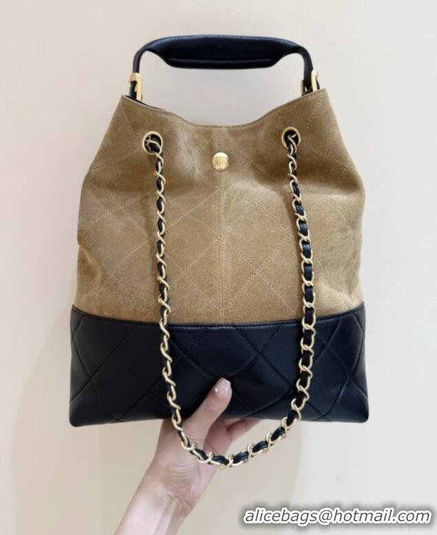 Trendy Design Chanel Suede Calfskin & Shiny Lambskin Shopping Bag AS5636 Black/Brown 2025 Top Quality