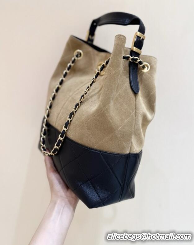 Trendy Design Chanel Suede Calfskin & Shiny Lambskin Shopping Bag AS5636 Black/Brown 2025 Top Quality